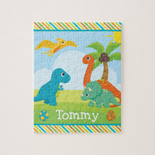 Cute Colorful Dinosaur Friends Kids Jigsaw Puzzle