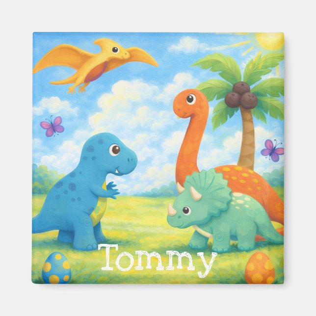 Cute Colorful Dinosaur Friends Kids  Magnet (Front)