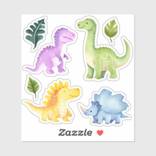 Cute Colorful Dinosaur Kids Birthday Party Favors Sticker