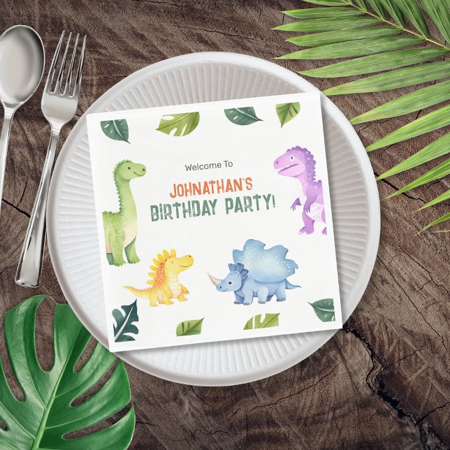 Cute Colorful Dinosaur Kids Birthday Party Napkins (Cute Colorful Dinosaur Kids Birthday Party Napkins)