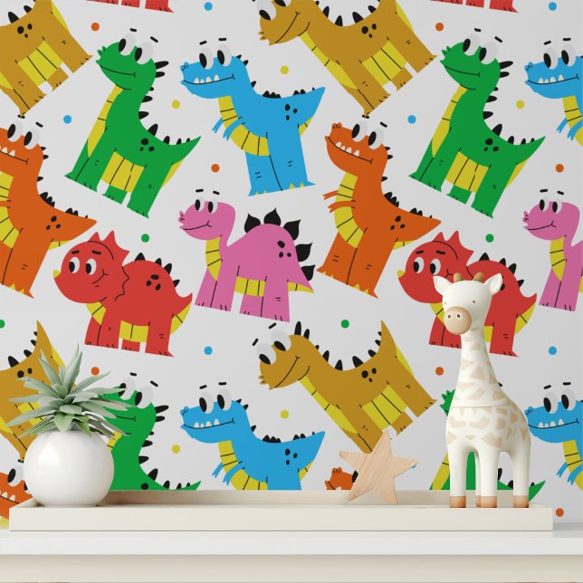 Cute Colorful Dinosaur Modern Kids Pattern Wallpaper (Creator Uploaded)