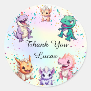 Cute colorful dinosaur School kids Birthday party Classic Round Sticker