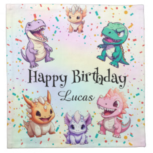 Cute colorful dinosaur School kids Birthday party Cloth Napkin