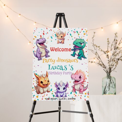 Cute colorful dinosaur  School kids Birthday party Foam Board