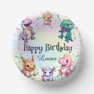 Cute colorful dinosaur School kids Birthday party  Paper Bowls