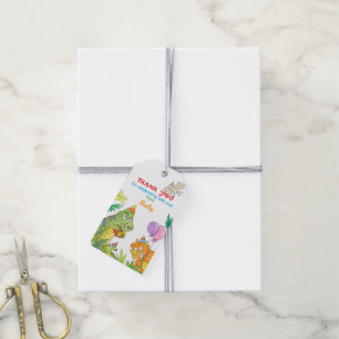 Cute Colorful Dinosaur Theme Birthday Thank You Gift Tags
