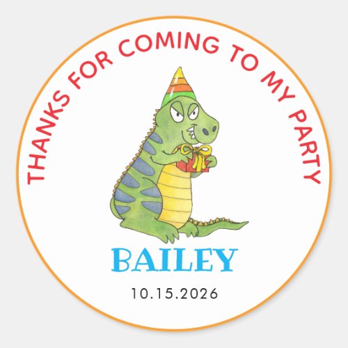 Cute Colorful Dinosaur Themed Kid Birthday Classic Round Sticker
