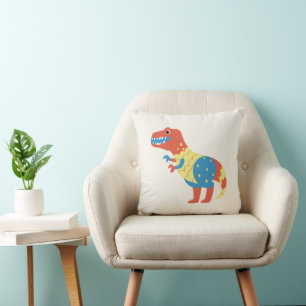Cute Colorful Dinosaur Throw Pillow Fun Kids Roo