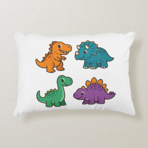 Cute Colorful Dinosaurs – Adorable Cartoon Dino De Accent Pillow