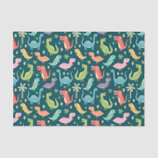 Cute Colorful Dinosaurs at Night Tissue Paper
