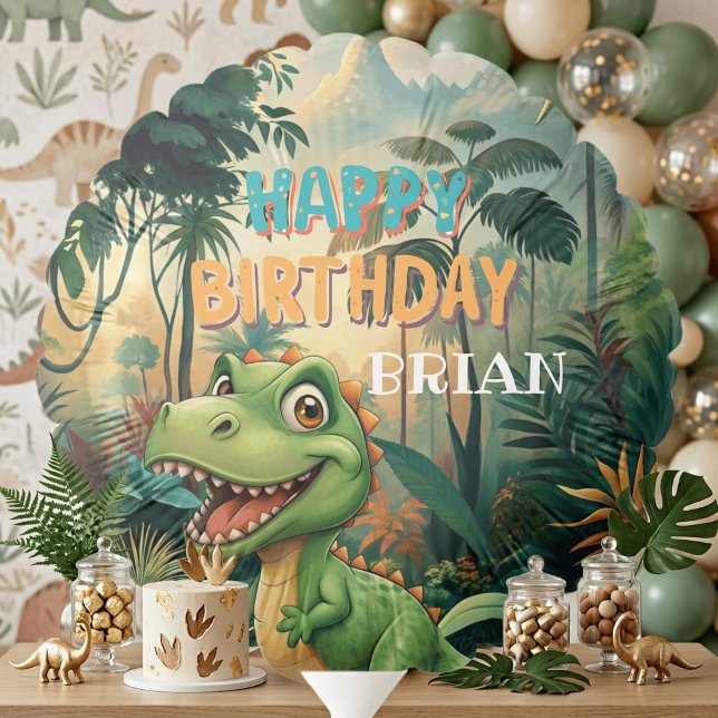 Cute Colorful Dinosaurs Boy Birthday balloon (Creator Uploaded)