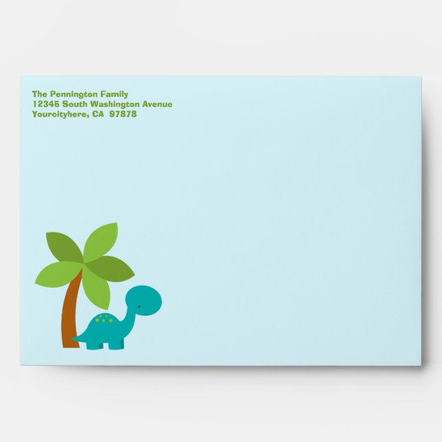 Cute colorful dinosaurs customizable envelope (Front)