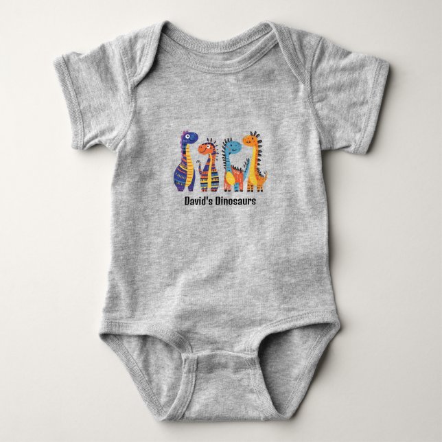Cute Colorful Dinosaurs Design  Baby Bodysuit (Front)