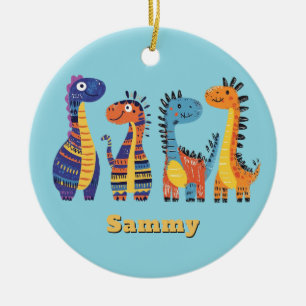 Cute Colorful Dinosaurs Design Ornament