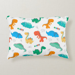 Cute Colorful Dinosaurs Illustrated Pattern Accent Pillow