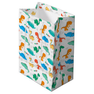 Cute Colorful Dinosaurs Illustrated Pattern Medium Gift Bag