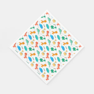 Cute Colorful Dinosaurs Illustrated Pattern Napkins
