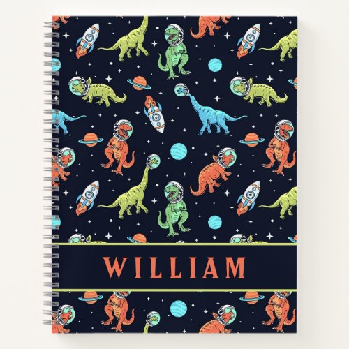 Cute Colorful Dinosaurs in space Fun Pattern Notebook