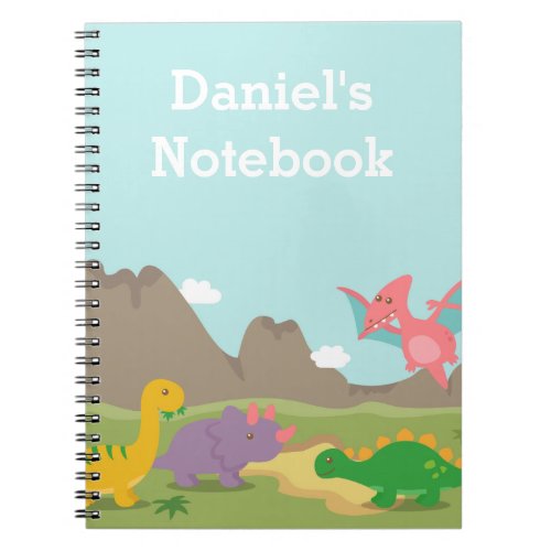 Cute Colorful Dinosaurs Kids Personalized Notebook