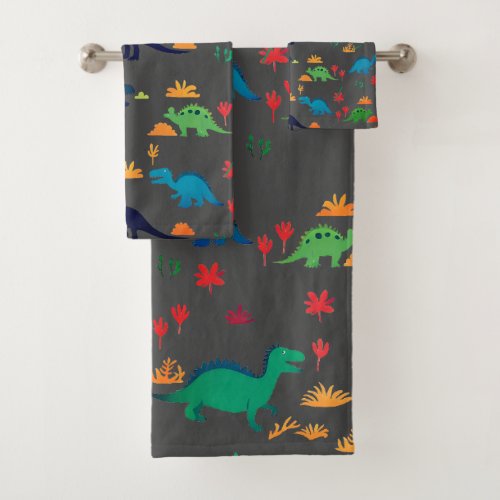 Cute Colorful Dinosaurs Pattern  Bath Towel Set