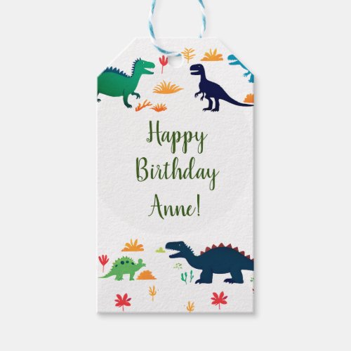 Cute Colorful Dinosaurs Pattern  Gift Tags