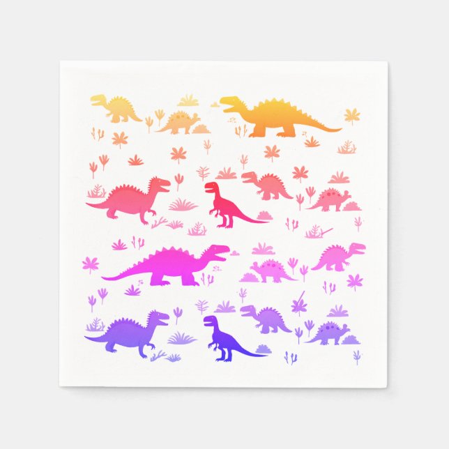 Cute Colorful Dinosaurs Pattern  Napkins (Front)