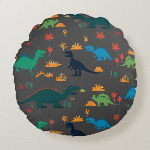 Cute Colorful Dinosaurs Pattern Round Pillow