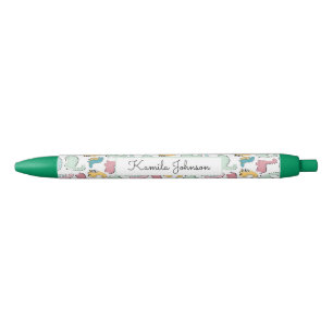 Cute Colorful Dinosaurs Pattern Script Name Pen