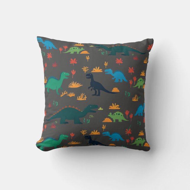 Cute Colorful Dinosaurs Pattern  Throw Pillow (Front)