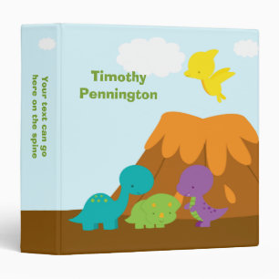 Cute colorful dinosaurs personalized avery binder
