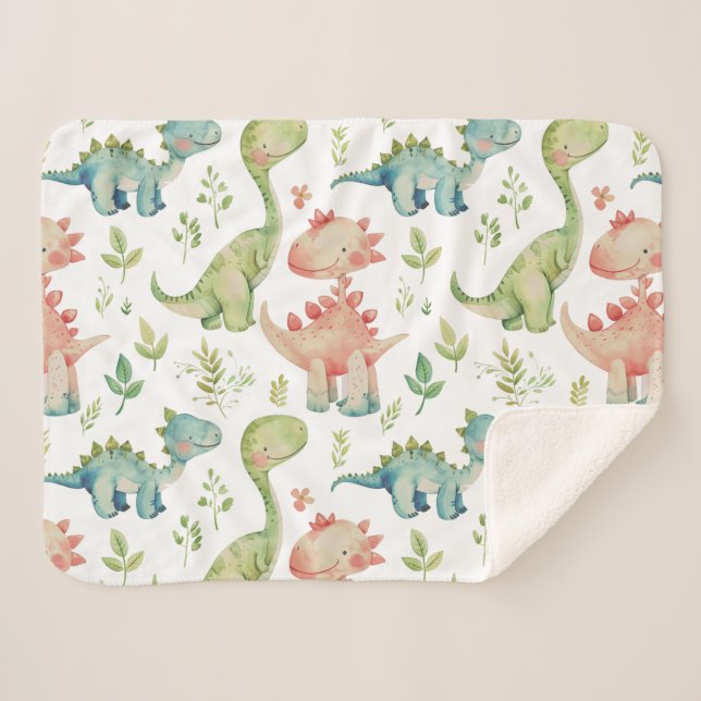 Cute colorful dinosaurs  sherpa blanket (Front (Horizontal))