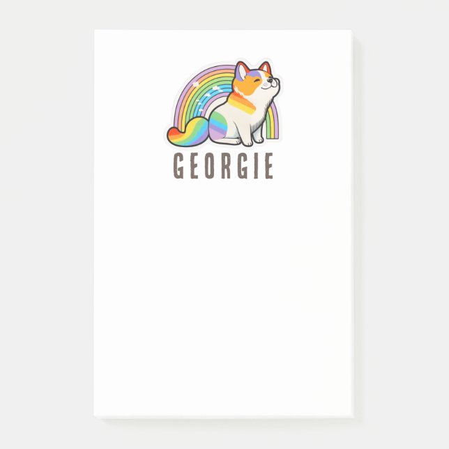 Cute colorful dog and rainbow Notes (Front)