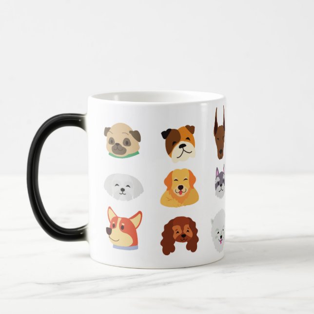 Cute Colorful Dog Breeds Pattern Coffee Mug (Left)