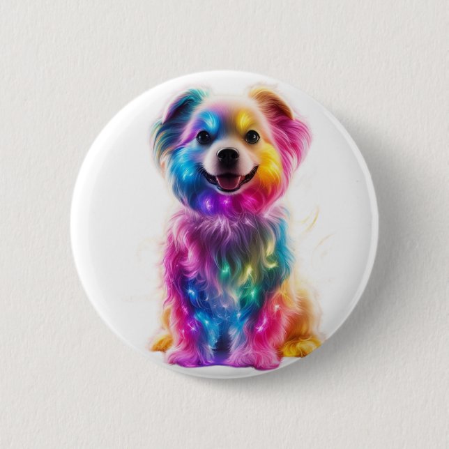Cute Colorful Dog Button (Front)