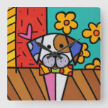 Cute Colorful Dog , For Any Kids Room Square Wall Clock at Zazzle