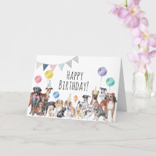 Cute Colorful Dog Happy Birthday Card
