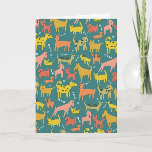 Cute colorful DOG pattern BIRTHDAY CUSTOM Card (Front)