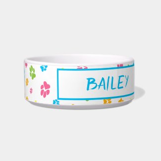 Cute colorful dog paw prints pattern custom name