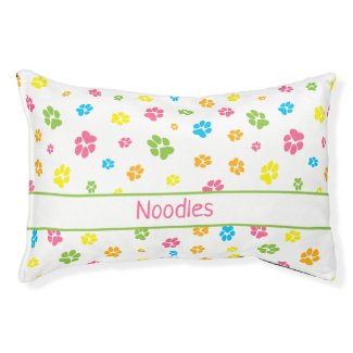 Cute colorful dog paw prints pattern custom name