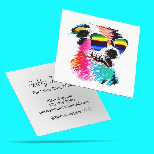 Cute Colorful Dog Pet Professional Square Business Card