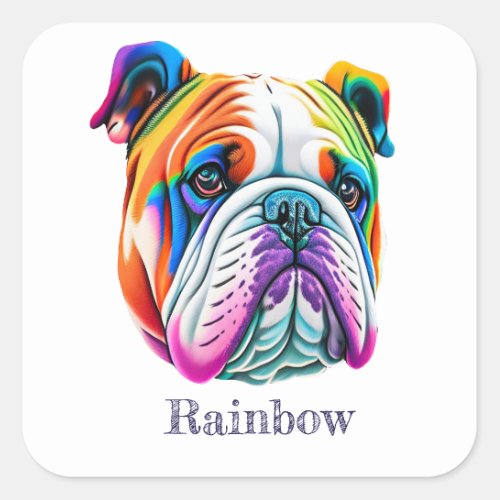 Cute colorful dog Rainbow Square Sticker