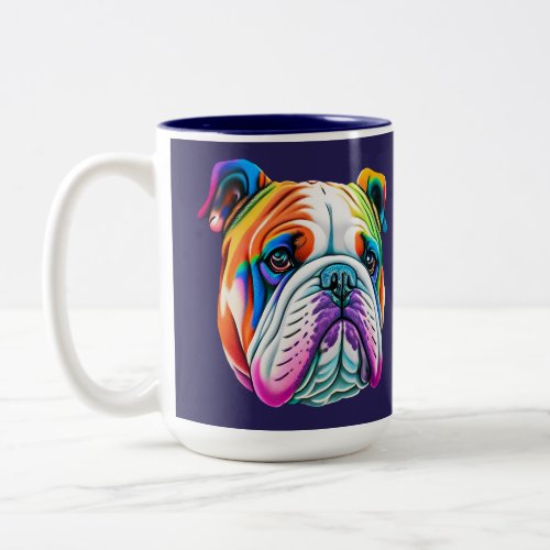 Cute colorful dog Rainbow Two_Tone Coffee Mug