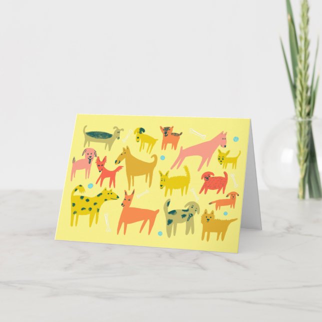 Cute Colorful Dogs CUSTOM ANNIVERSARY Card (Front)