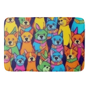 Cute colorful dogs happy dogs bath mat