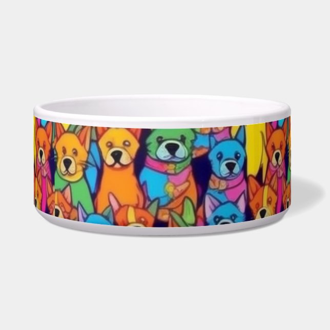 Cute colorful dogs happy dogs bowl (Front)