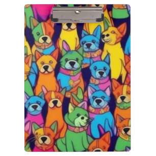 Cute colorful dogs happy dogs clipboard
