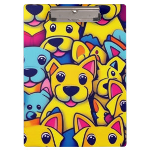 Cute colorful dogs happy dogs clipboard