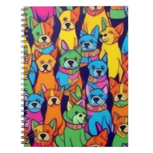 Cute colorful dogs happy dogs notebook