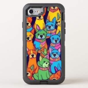 Cute colorful dogs happy dogs OtterBox defender iPhone SE/8/7 case