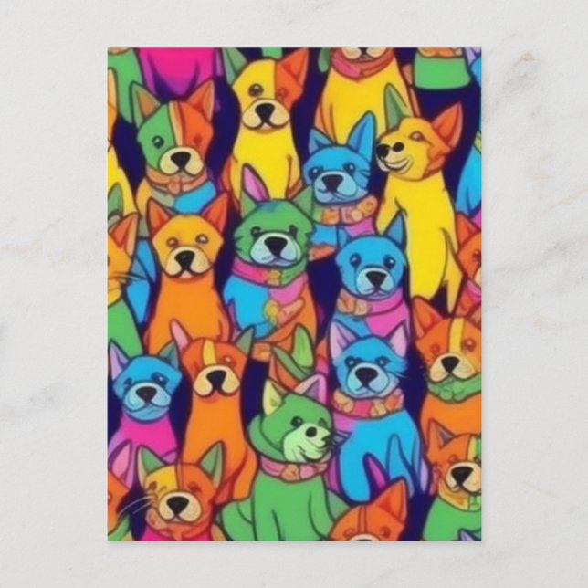 Cute colorful dogs happy dogs postcard (Front)
